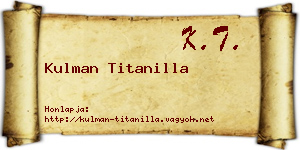 Kulman Titanilla névjegykártya